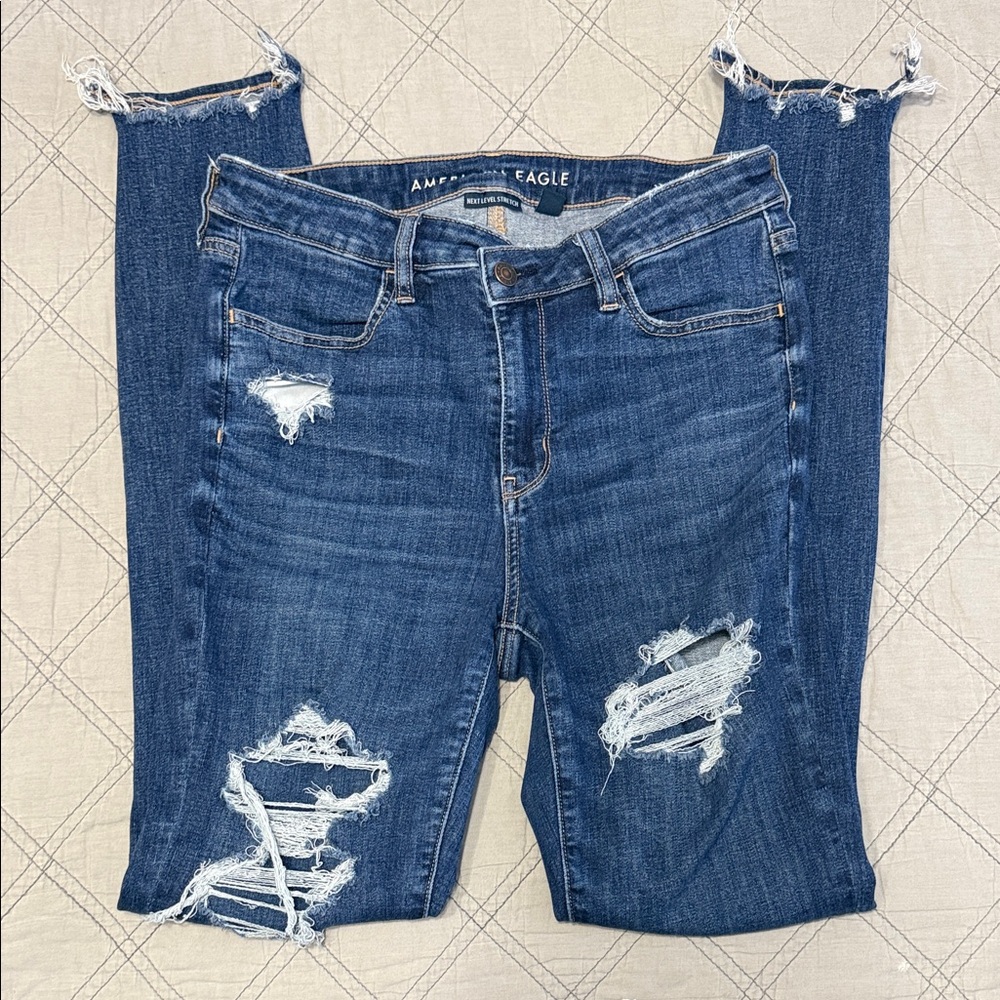 American Eagle Outfitters Women's Ripped Blue Skinny Jeans